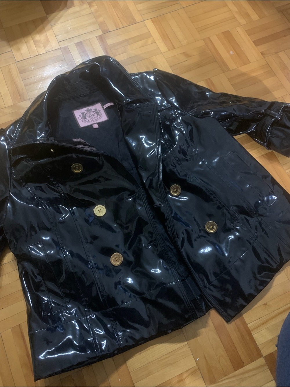 Juicy couture Shiny Black Double-Breasted Peacoat - Picture 3 of 5